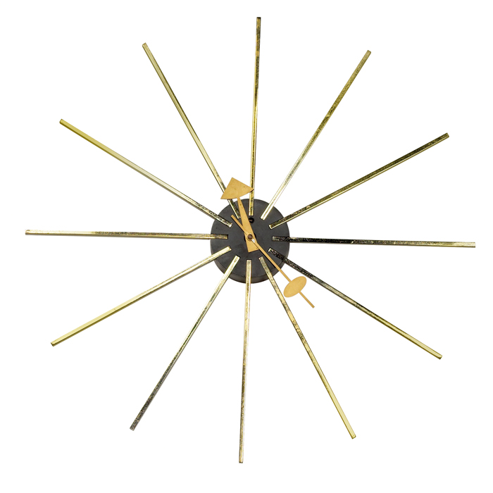 Appraisal: George Nelson wall clock by Howard Miller brass-plated square rods