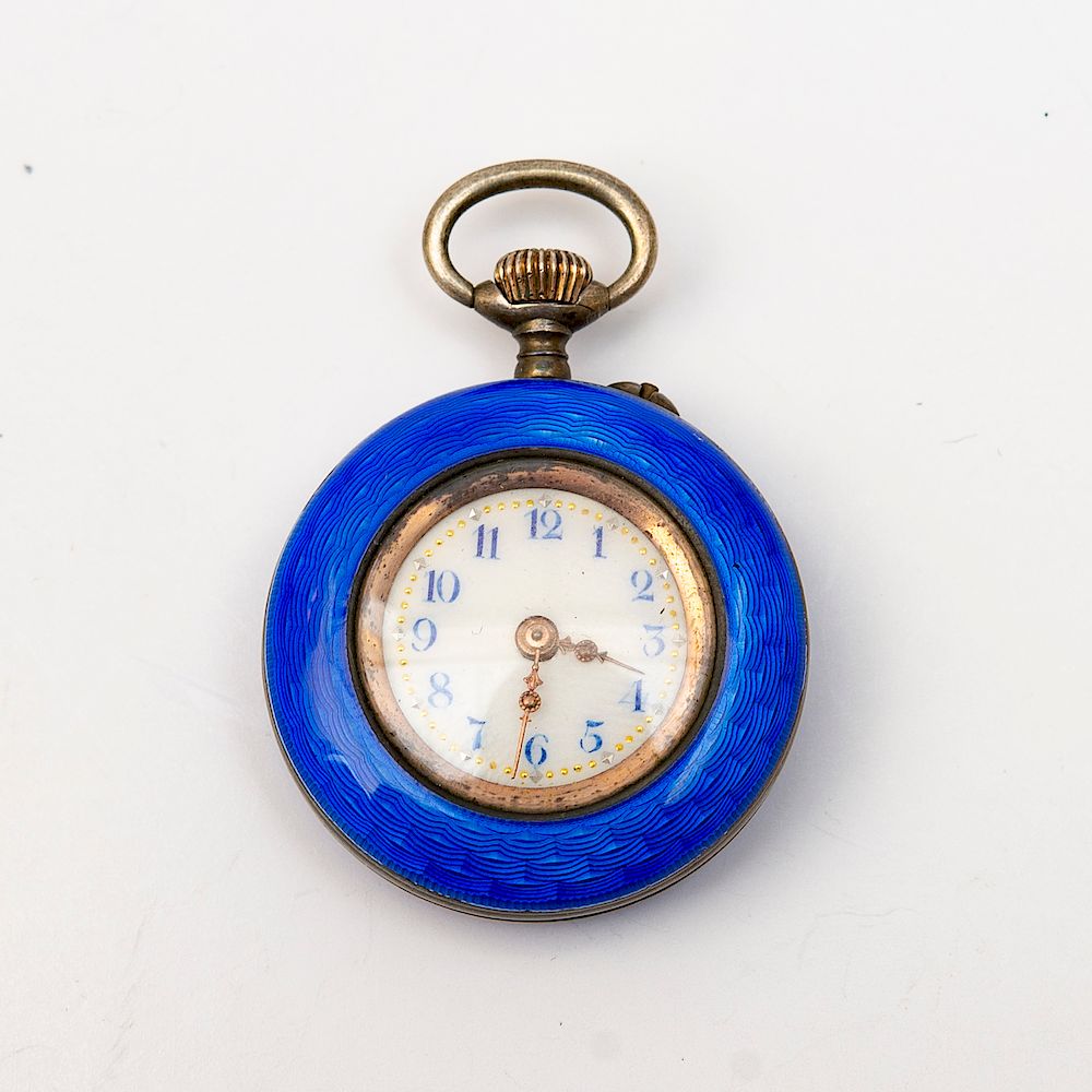 Appraisal: Silver and Enamel Pocket Watch Pendant in diam dwt Property