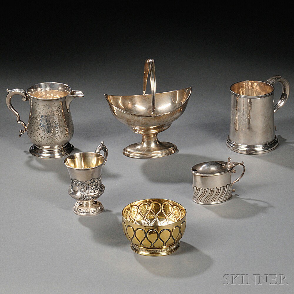 Appraisal: Six Pieces of English Sterling Silver George I cann with