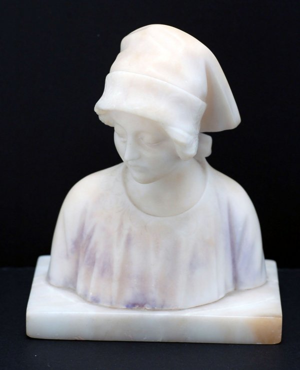 Appraisal: Alabaster bust of a woman marked Made in Italy in