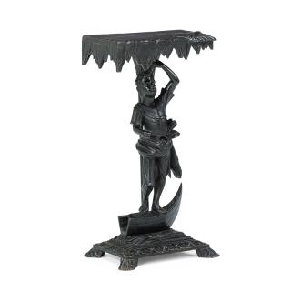 Appraisal: VENETIAN EBONIZED PEDESTAL With a carved standing figure Italy mid