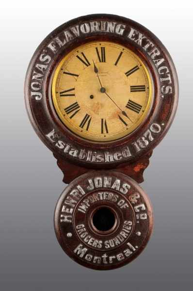 Appraisal: Jonas Flavoring Extracts Baird Clock Description A very rare clock