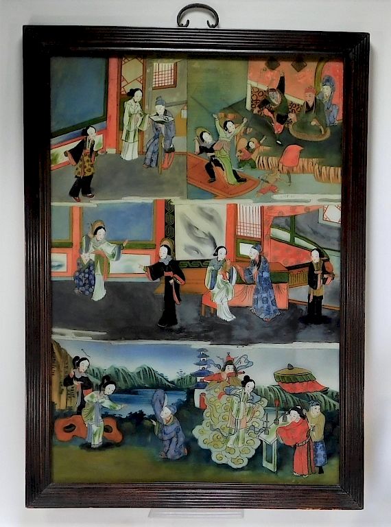 Appraisal: Chinese Qing Dynasty Reverse Glass Panel Painting China Qing Dynasty