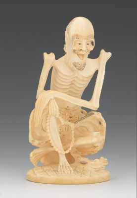 Appraisal: Japanese Ivory Acetic Figurine A very finely carved sculpture of