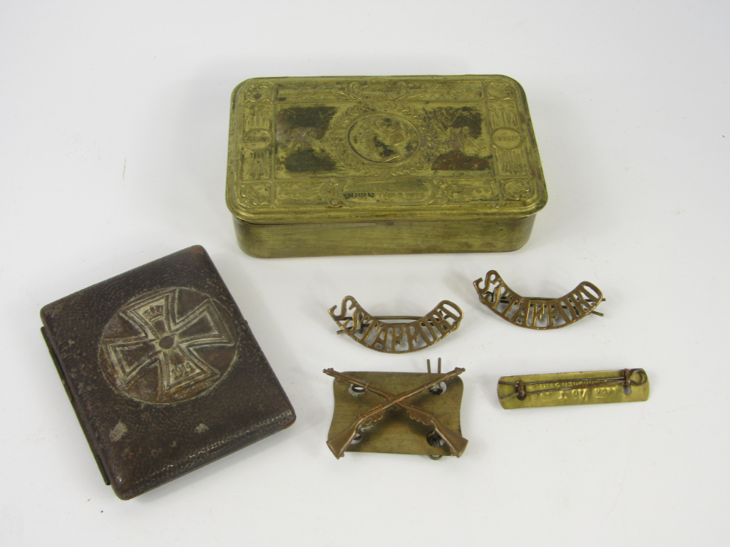 Appraisal: A German Great War base metal Iron Cross cigarette case