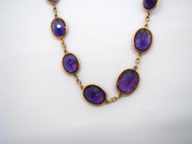 Appraisal: Lady's k Yellow Gold Graduated Amethyst Necklace