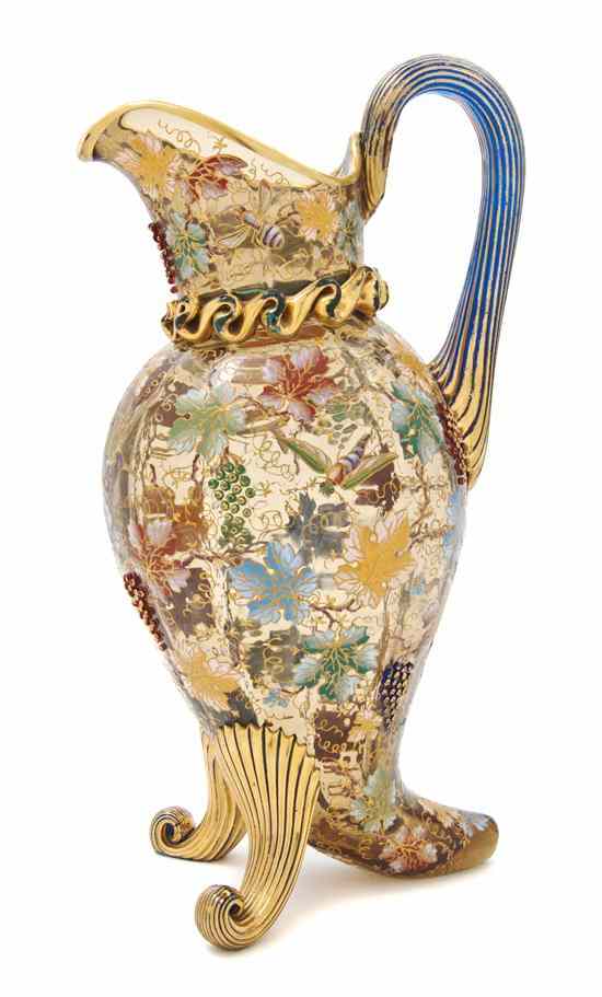 Appraisal: A Moser Enameled and Gilt Decorated Glass Ewer having allover