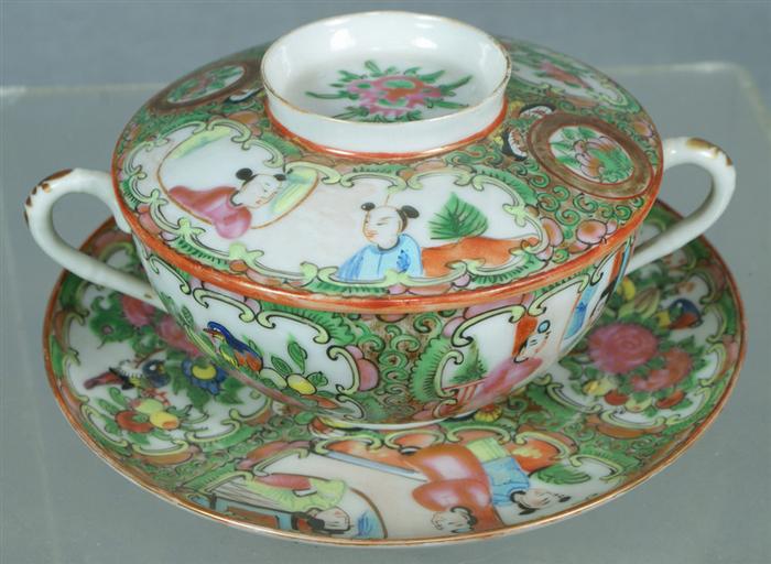 Appraisal: Six covered bouillon cups and saucers Rose Medallion late th