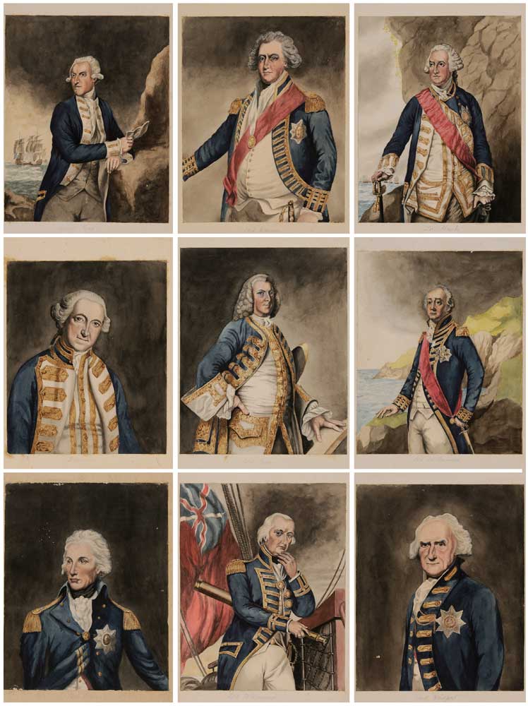 Appraisal: H Fletcher British th th century Nine naval portraits Lord