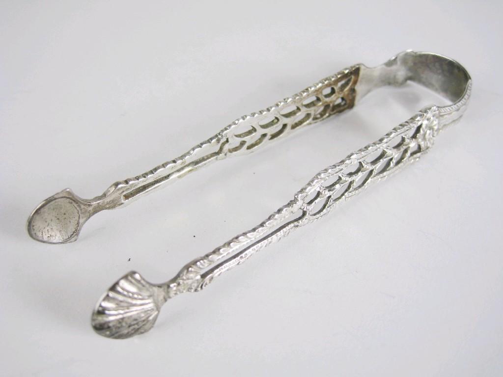 Appraisal: Pair of Georgian cast Sugar Tongs with pierced floral and