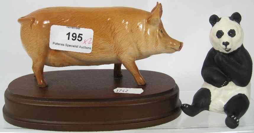 Appraisal: Royal Doulton Tamworth Pig DA on wood base and Beswick