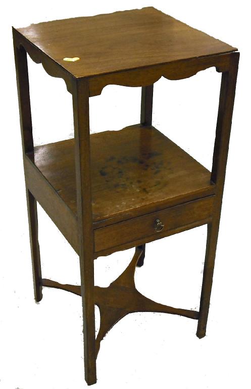 Appraisal: Georgian square mahogany three tier washstand with a central small