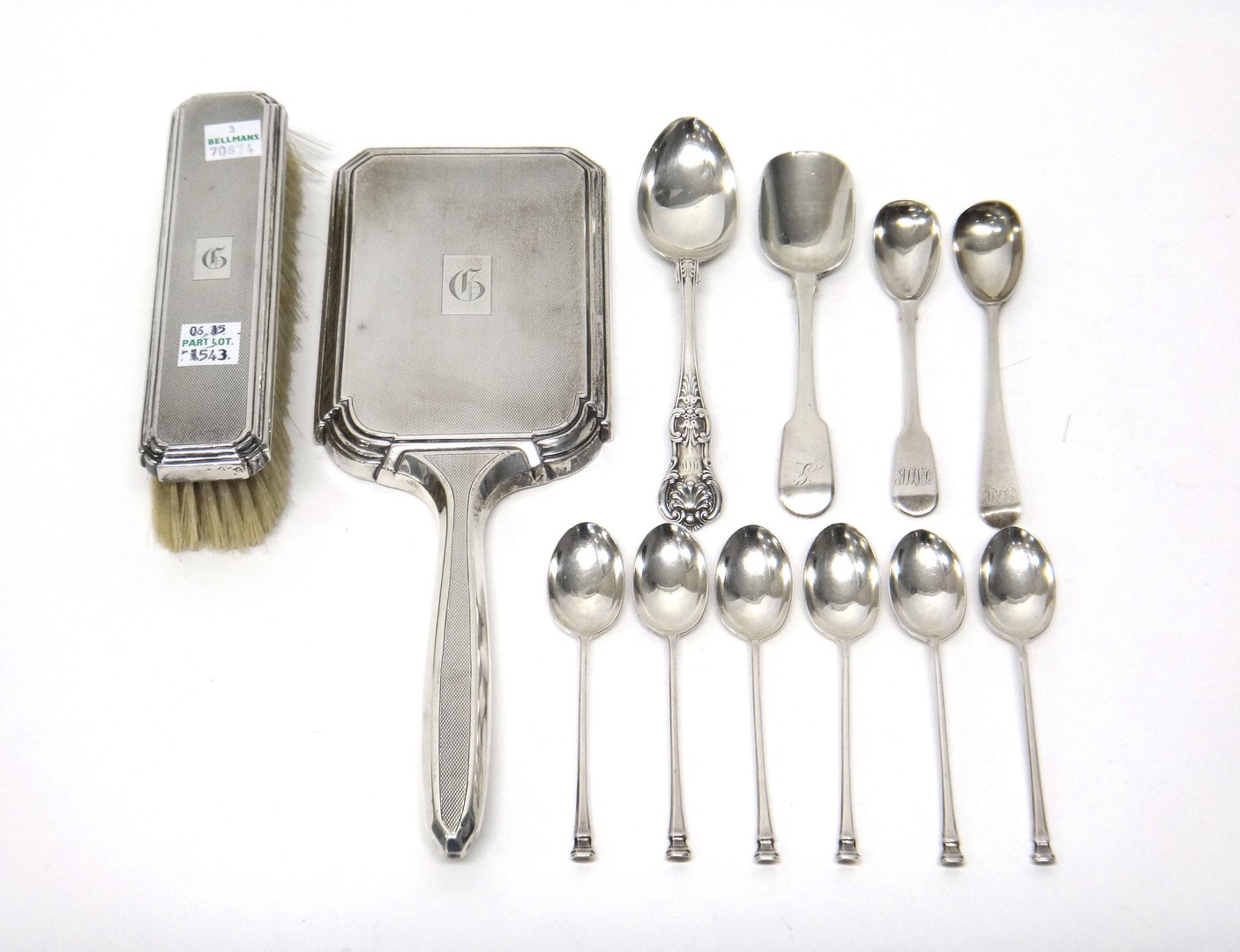 Appraisal: Silver and silver mounted wares comprising a clothes brush Birmingham