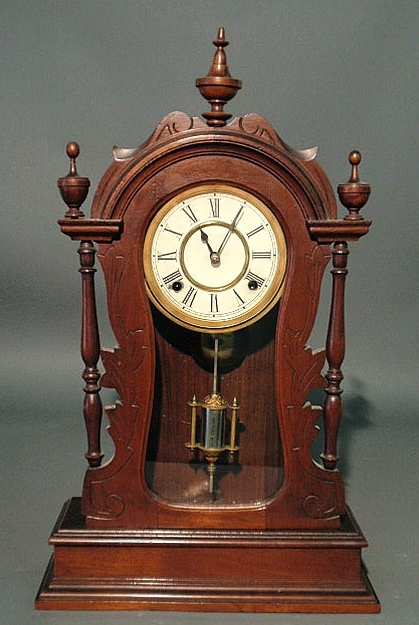 Appraisal: Victorian walnut shelf clock with mercury pendulum h x w