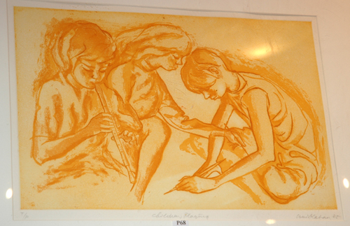 Appraisal: LOUIS KAHAN CHILDREN PLAYING ETCHING