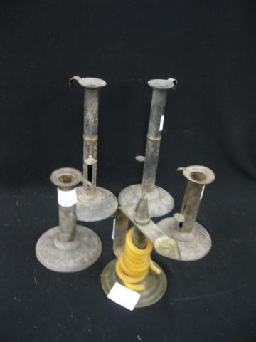 Appraisal: pcs Early Tin Lighting taper candle chamber stick and two