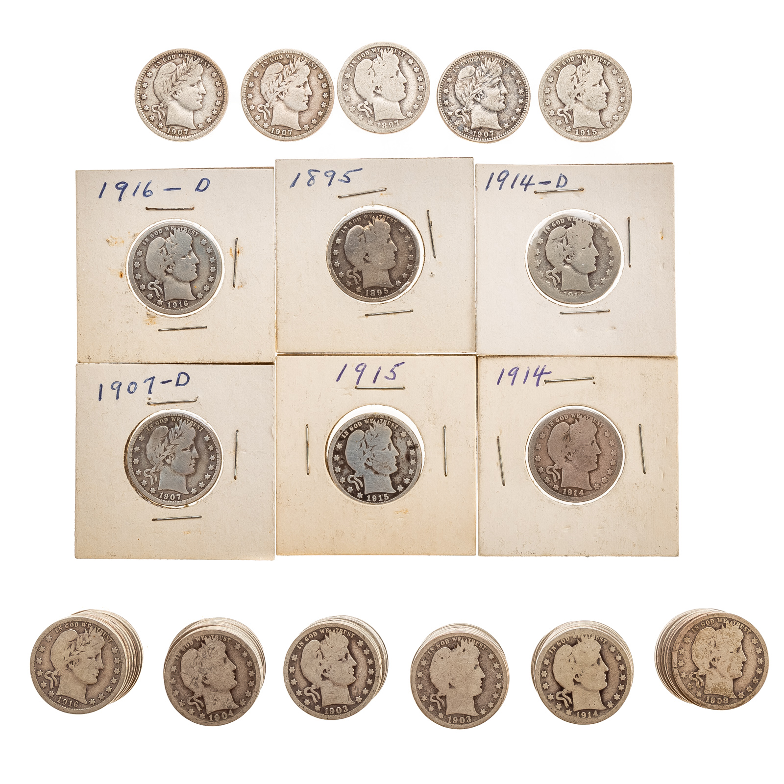 Appraisal: BARBER QUARTERS AVG GRADE G WITH BETTER DATES A couple