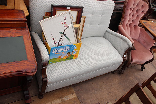 Appraisal: AN EARLY TH CENTURY MAHOGANY FRAMED UPHOLSTERED SETTEE