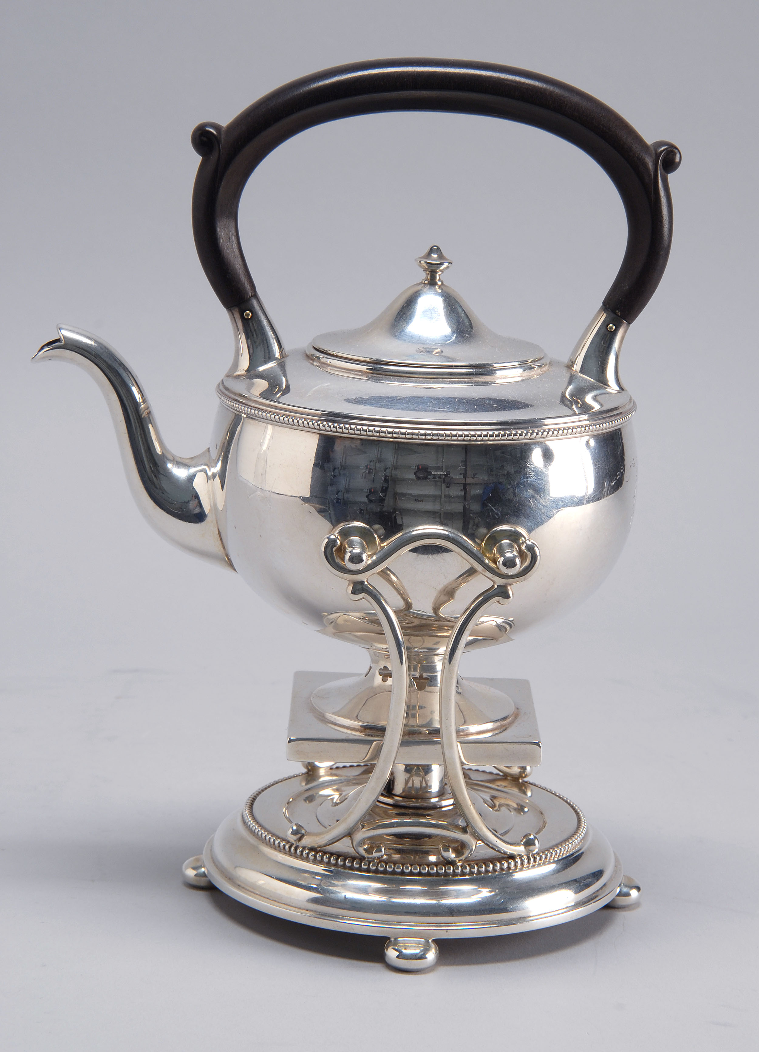 Appraisal: STERLING SILVER TEA KETTLE-ON-STAND BY GORHAM MFG CO With beaded