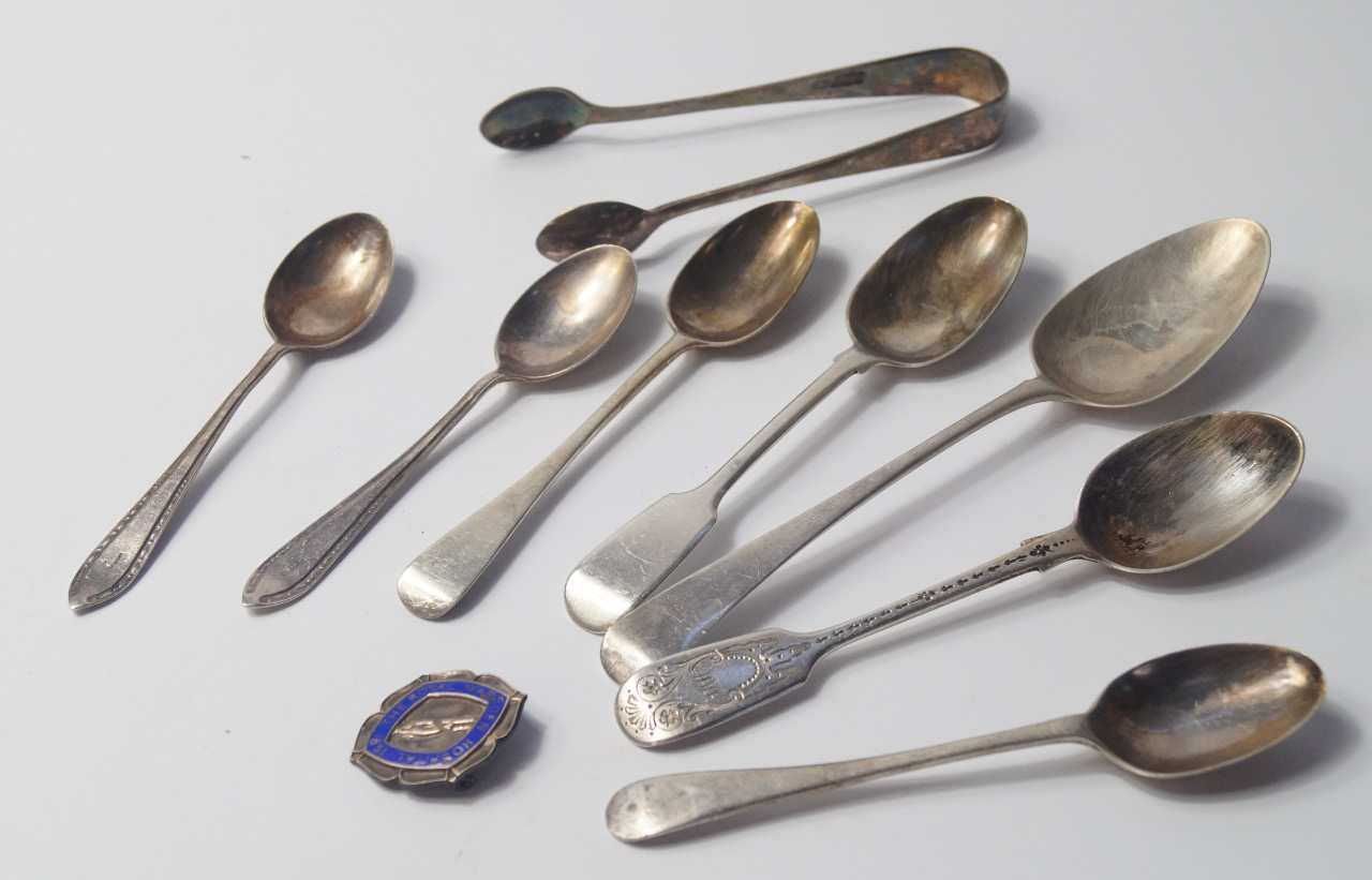 Appraisal: A George III silver dessert spoon London six further silver