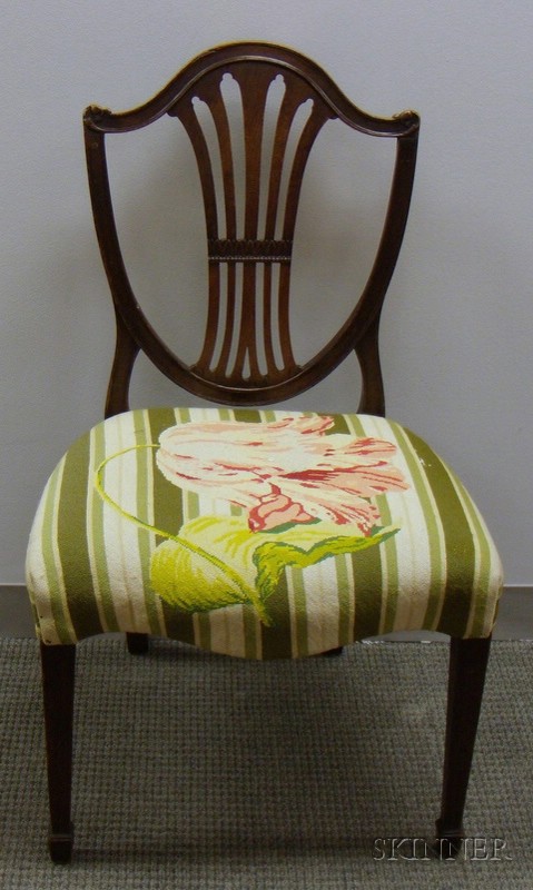 Appraisal: Federal-style Needlepoint Upholstered Carved Mahogany Shield-back Side Chair