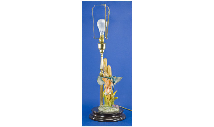 Appraisal: Capodimonte Table Lamp Modelled As A Kingfisher Limited Edition No