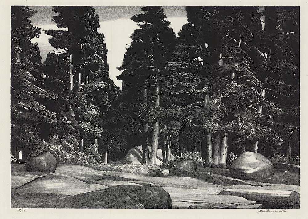 Appraisal: Original Wengenroth Lithograph - Deep Forest Deep Forest Boothbay Harbor