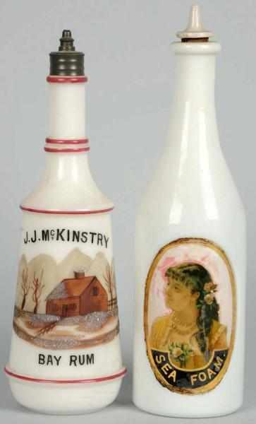 Appraisal: Lot of Milk Glass Bottles with Stoppers One with reverse