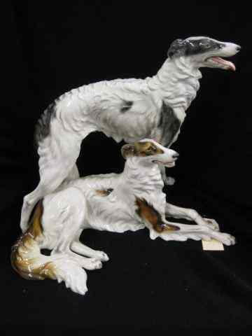 Appraisal: Keramos Austria Figurine of Two RussianWolfhounds '' tall '' wide