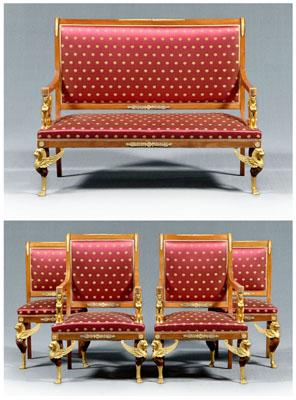 Appraisal: Fine French Empire salon suite comprising settee two armchairs and