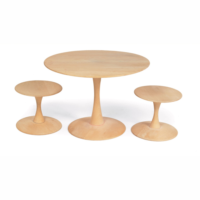 Appraisal: Nanna Ditzel Toadstool table and stools two beech unsigned table