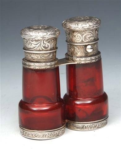 Appraisal: A PAIR OF SCENT BOTTLES in the form of opera