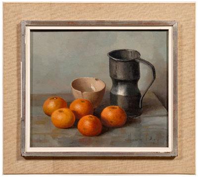 Appraisal: Henk Bos painting Dutch - still life with oranges broken