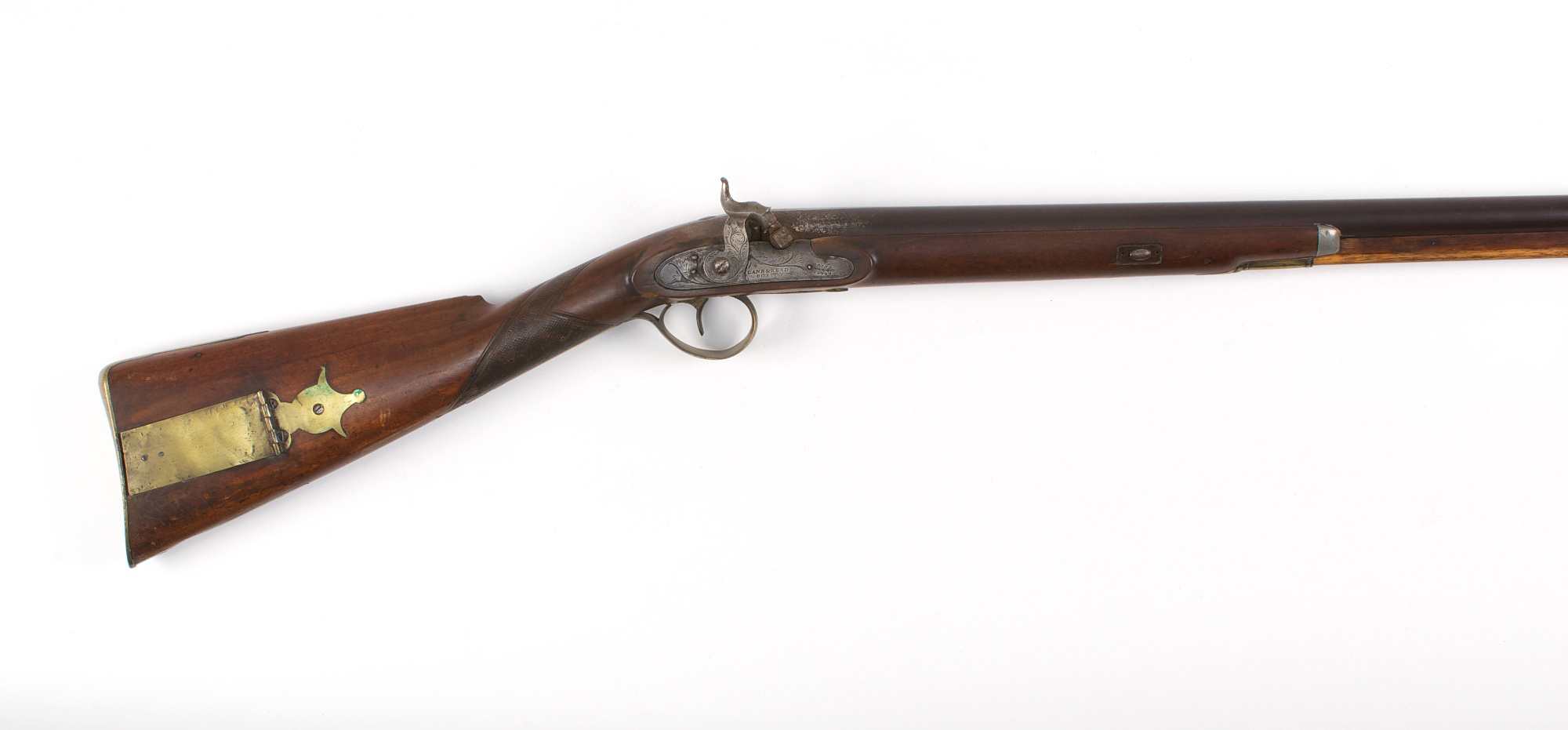 Appraisal: LANE READ CONVERTED-TO-PERCUSSION FOWLING MUSKET ga Half-stock with brass patch