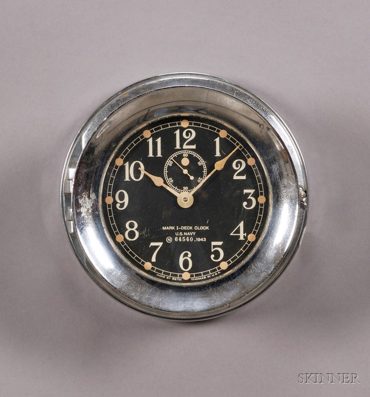 Appraisal: Nickel Mark I Deck Clock by Seth Thomas c hinged