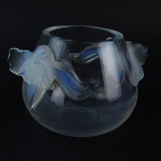 Appraisal: Lalique Orchidee Crystal and Opalescent Vase Lalique Orchidee Crystal and