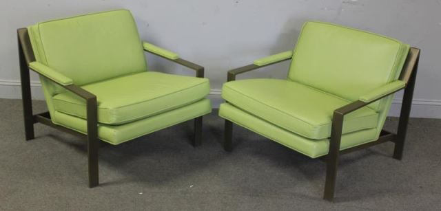 Appraisal: Midcentury Pair of Cy Mann Lounge Chairs Milo Baughman style