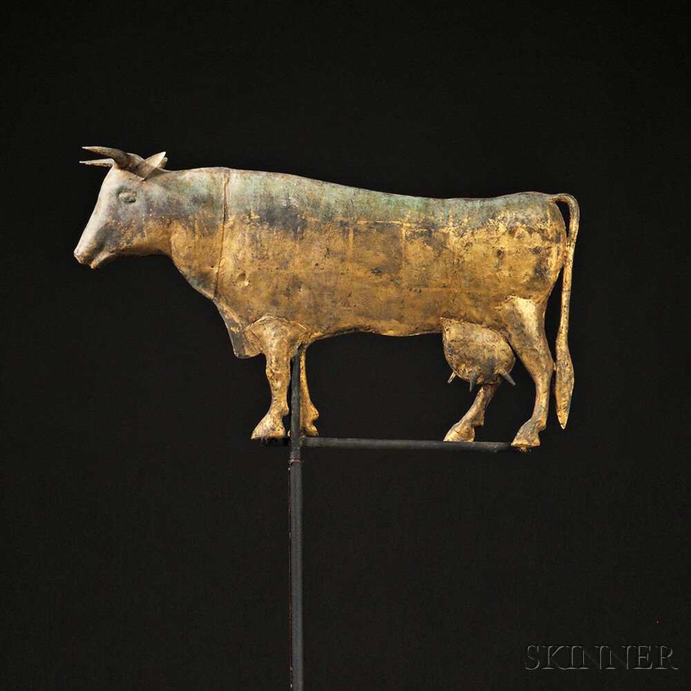 Appraisal: Gilt Molded Copper Cow Weather Vane America late th century