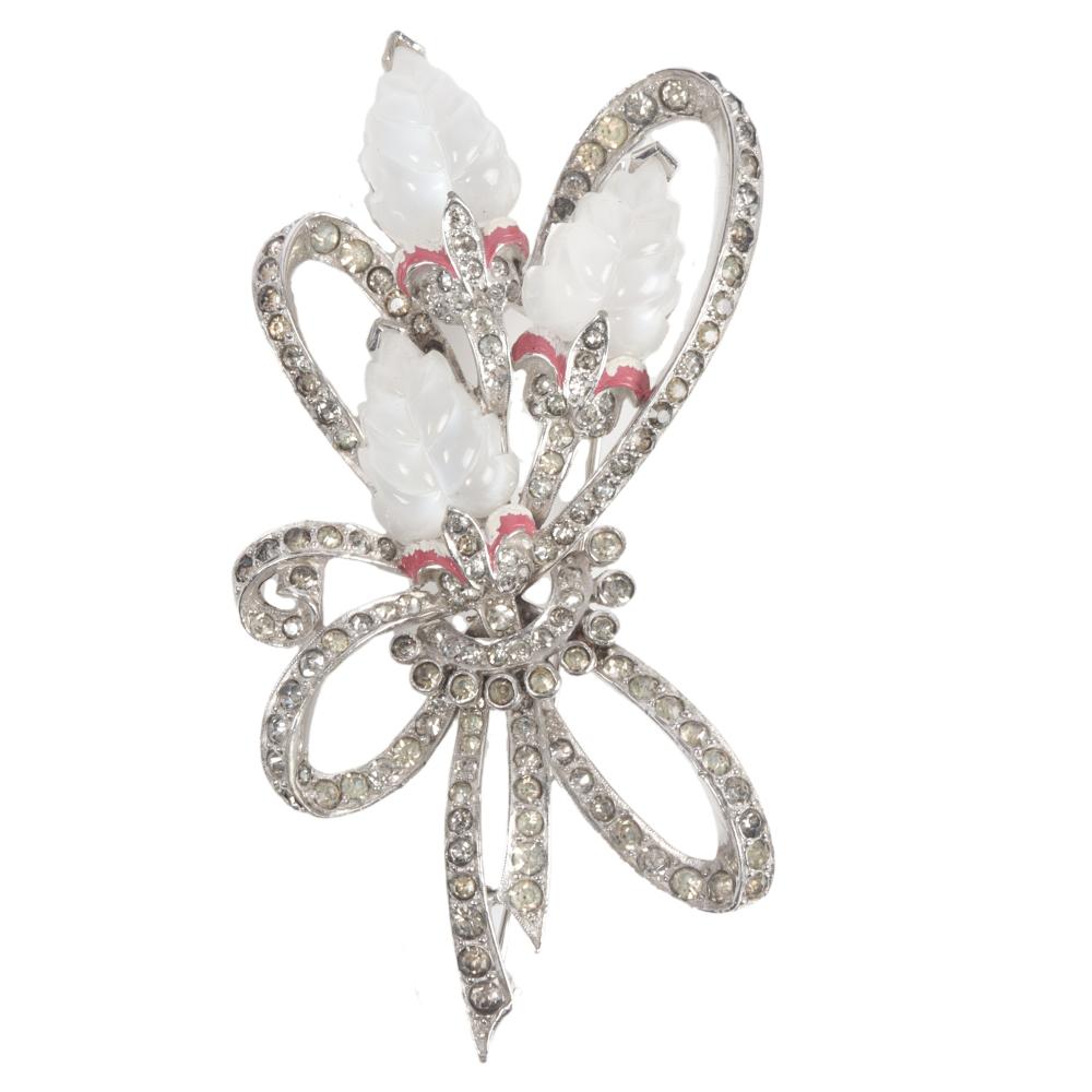 Appraisal: MAZER FRUIT SALAD BOW SPRAY PIN WITH RHINESTONE LINED LOOPING