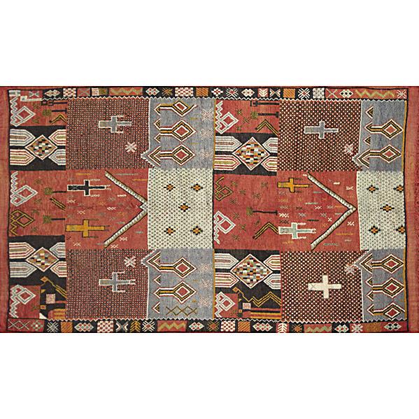 Appraisal: MOROCCANRoom-size rug with red geometric tiles ca x