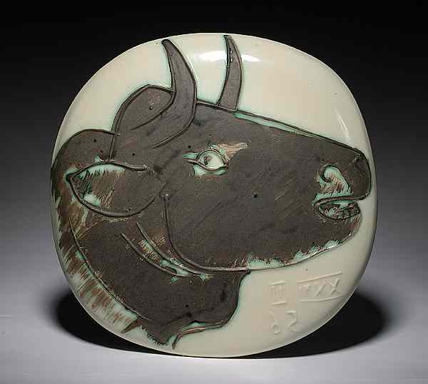 Appraisal: Pablo Picasso Madoura Bull Plaque Spain ca a ceramic plaque