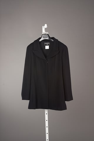 Appraisal: Chanel black slightly flared wool jacket Size Good condition