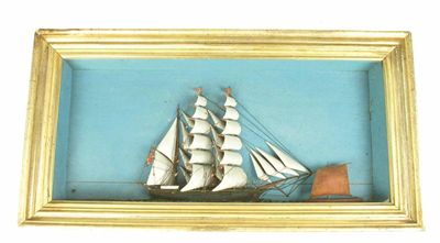 Appraisal: A th century ship diorama of a three masted vessel