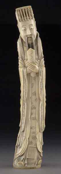 Appraisal: Chinese Qing carved ivory Emperor International buyers should note that