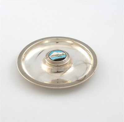 Appraisal: A silver and enamel ashtray by Turner and Simpson Ltd