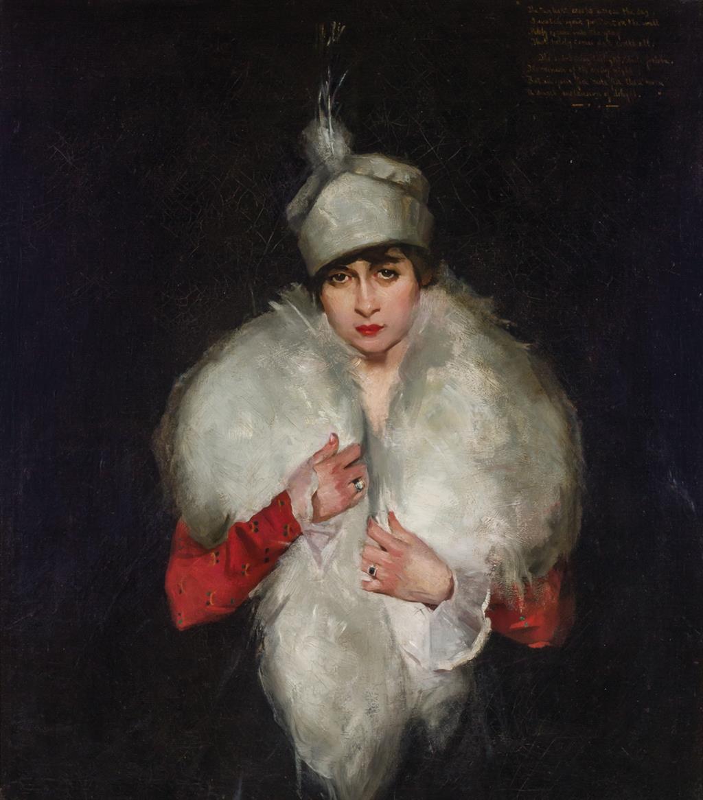 Appraisal: MAURICE MOLARSKY American - Woman in White Fur Wrap oil