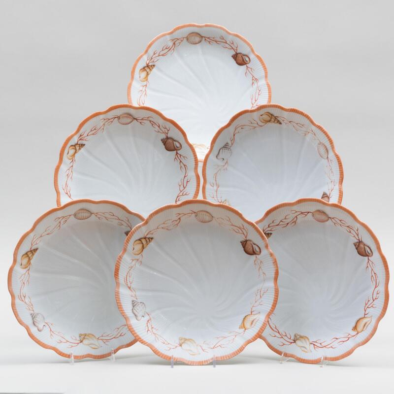 Appraisal: Set of Ten Dior Porcelain Plates Decorated with Coral and