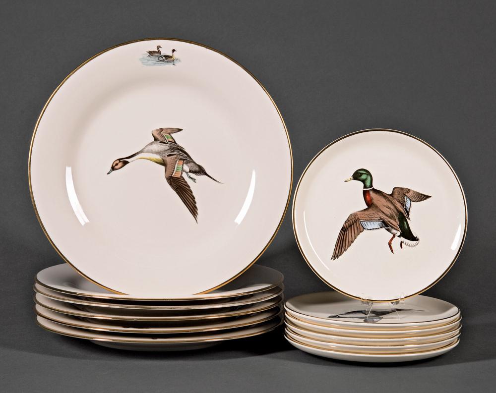 Appraisal: Six Delano Studios Porcelain Waterfowl Dinner and Salad Plates after