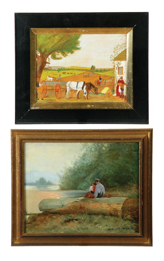 Appraisal: TWO PAINTINGS American or European Oil on canvas dated with