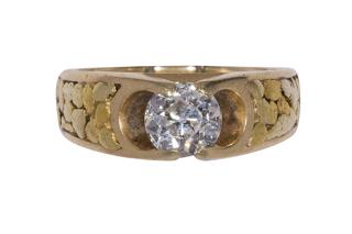 Appraisal: Diamond natural gold nugget and k yellow gold ring Diamond